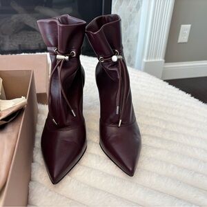 Gianvito Rossi Dark Burgundy Ankle Heeled Boots